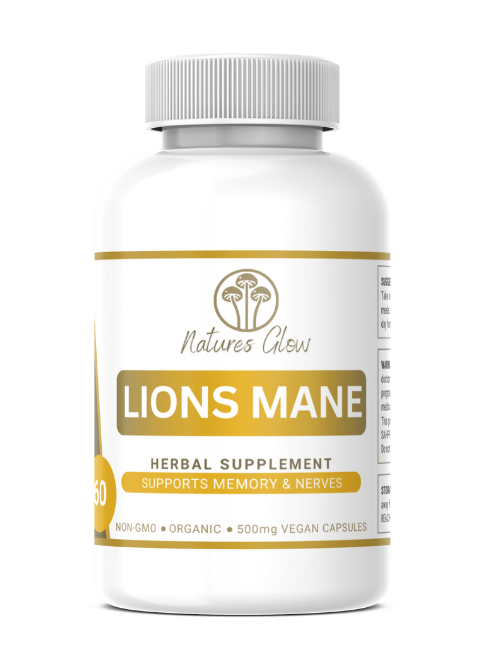 Bottle of Lion's Mane capsules for brain health and focus